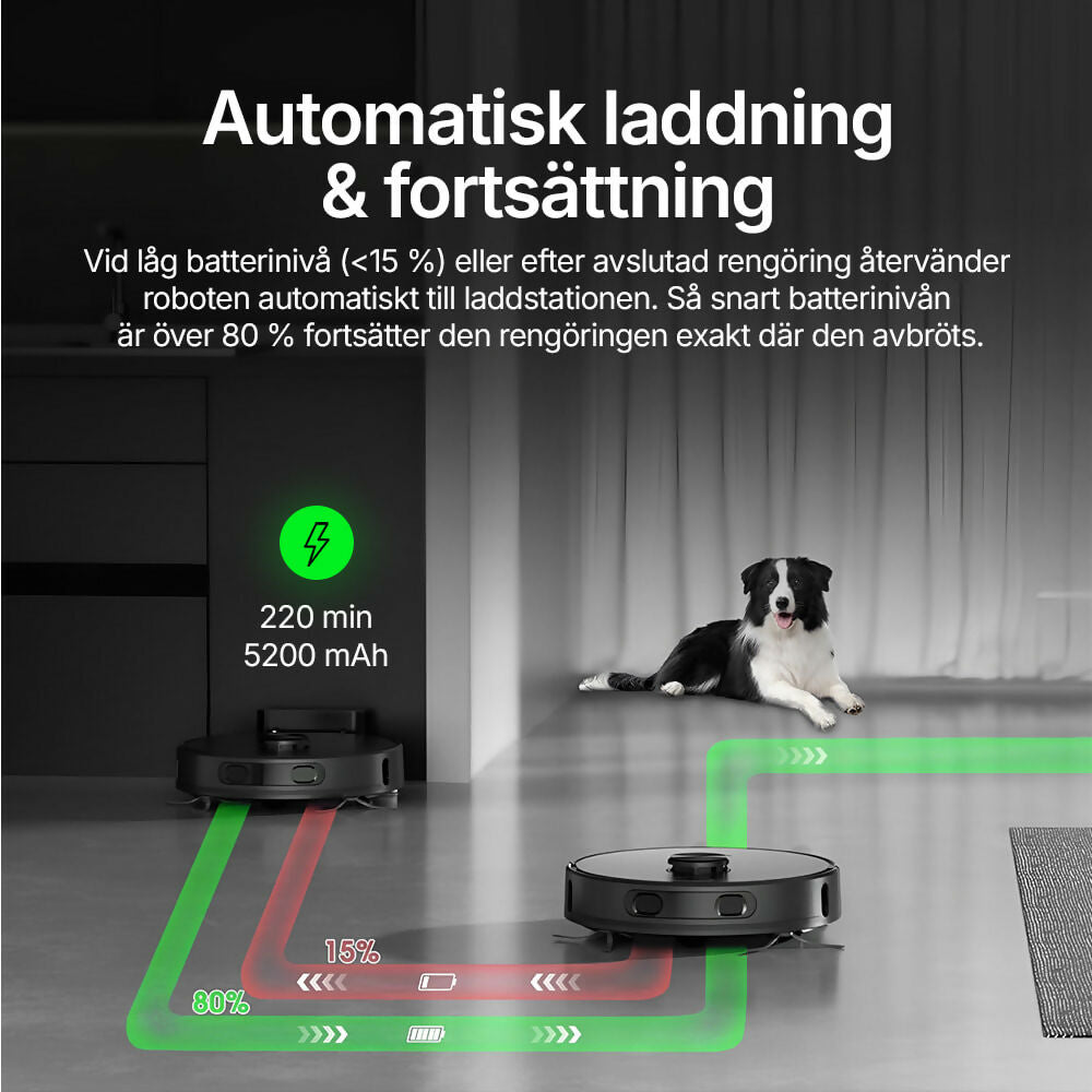 Oryzom V8 Pro – Helautomatisk rengöring med moppfunktion, intelligent navigering och appstyrning för enkel renlighet