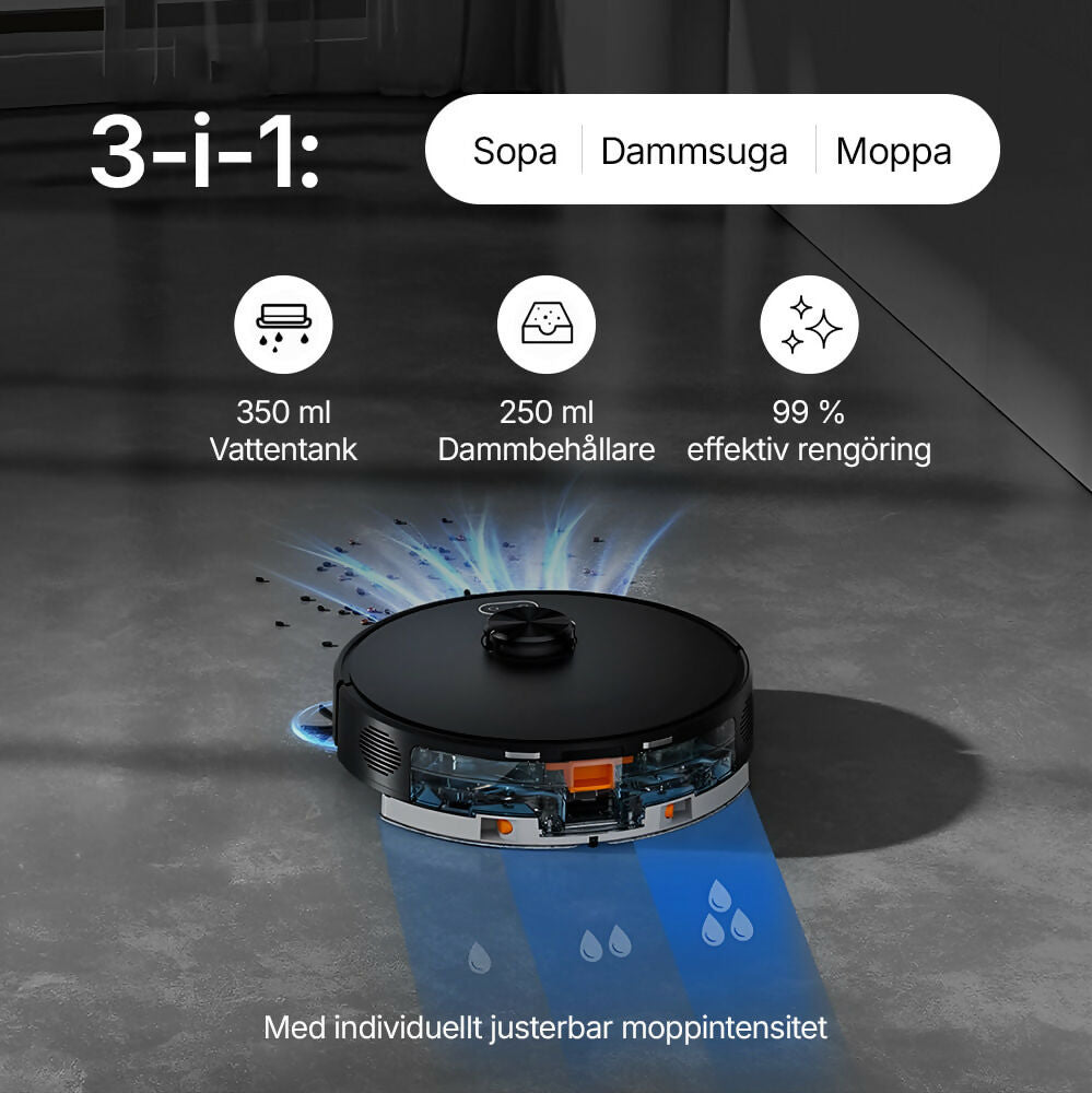 Oryzom V8 Pro – Helautomatisk rengöring med moppfunktion, intelligent navigering och appstyrning för enkel renlighet